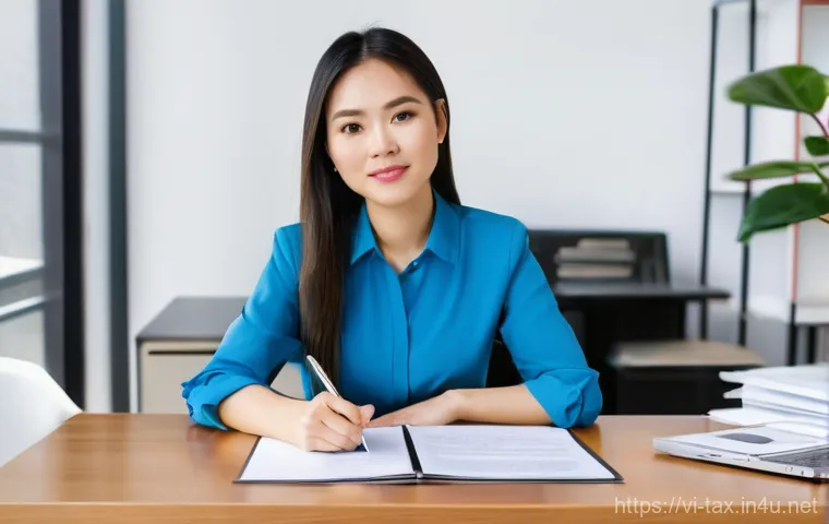 부동산 양도차익 신고 - **Prompt:** A young Vietnamese woman in her late 20s or early 30s, dressed in a smart business casua...